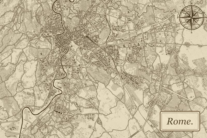 Antique hand-drawn plan of Rome