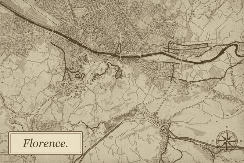 Antique hand-drawn plan of Florence