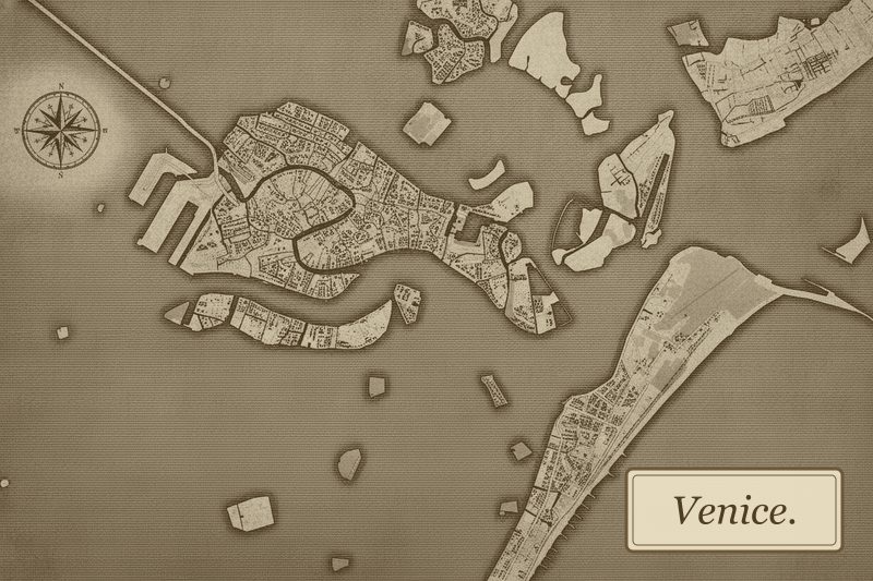 Antique hand-drawn plan of Venice
